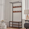 Coat Rack Stand and Shoe Storage Bench Metal Hall Tree with 3-Tier Shelf 8 Hooks