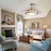 Retractable LED Ceiling Fan with Lights Crystal Chandelier Dimmable Lamp Remote