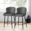 2 Pcs Breakfast Stool Bar Stools Brown Grey Faux Leather Dining Room Metal Legs