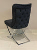 SALE Contemporary Black Velvet Dining Chair Brushed Button Back Chrome Legs