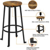 Barstools Kitchen 2pcs Counter Backless Stool with Round Top & Footrest Brown