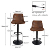 2x Swivel Leather Bar Stools Adjustable Pipe Stool Counter Bar Chair Upholstered