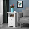 White Bedside Cabinet, Nightstand Bedside Table with 2 Drawers Cubby for Bedroom