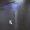 Bath Shower Mixer Valve Tap Bathroom LED Square Rain Overhead Kit