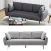 Grey Linen Fabric 3 Seater Sofa Couch Padded Settee w/ Pillows Metal Legs Lounge