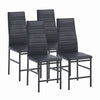 4x Black Faux Leather Dining Chairs & Round Clear Glass Dining Table Golden Legs
