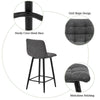 2X Bar Stools PU/ Velvet/ Fabric Breakfast Stool Chairs Kitchen Pub Grey Brown