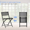 3PCS Garden Table Chairs Patio Tempered Glass Round Table Folding Chairs Outdoor