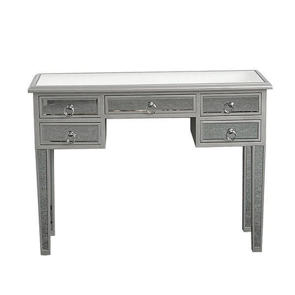 5 Drawers Glass Dressing Table Mirrored Bedroom Make-Up Console Vanity Table UK