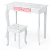 Kids Vanity Table & Stool Set Beauty Makeup Dressing Table Detachable Top Desk
