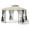 3x3m Steel Gazebo Garden Outdoor 2-tier Roof Marquee Party Tent w/ Storage Shelf