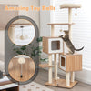 Multi-Layer Wooden Cat Tree 163cm Tall Cat Tower Modern Kitten Activity Center