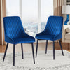 Pair of Faux Leather Velvet Dining Chiars Padded Seat Metal Legs Kitchen Chair
