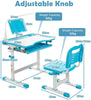 Kids Desk and Chair Set Adjustable Student Study Table W/Drawable Tabletop &Lamp