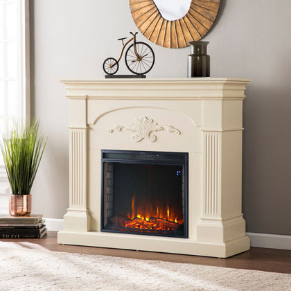 Electric Fireplace Glass Fire Mantel Set Wall Insert/Standing Heater With Remote