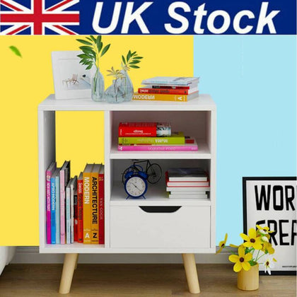 Bedside Table Cabinet Small Side End Table Nightstand 3 Drawers Storage Organize