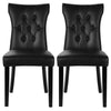 2/4 PCS Black Faux Leather Dining Chairs Set Curved High Back Button Padded Seat