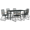 7 Piece Garden Dining Set Black PVC Rattan P8N2