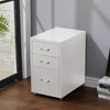 3 Drawers Metal Home Office Filing Cupboard Unit on Castors Cabinet White/Black