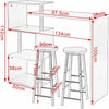 Pub Table with 2 Barstools Coffee Table 134cm and Bar Stools, Metal + Wood