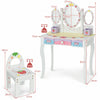 Kids Vanity Makeup Dressing Table & Chair Set W/ Tri-fold Mirror & Drawers White
