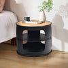 Round Coffee Table Metal Frame Cocktail Table Snack Tea Desk w/Storage Shelves