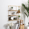 4 Tier Metal Wood Floating Wall Shelf Square Shelving Unit Storage Display Rack