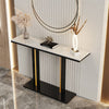 Rectangle Console Table Hall Marble Slate Accent Table with Large Pedestal Base