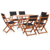 7 Piece Dining Set Black Solid Eucalyptus Wood K4A3