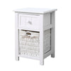 2PC Modern Bedside Tables Night Stand Cabinet Storage Drawer Wicker Basket Stand