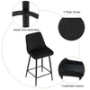 2x Velvet Black Bar Stool Kitchen Counter Breakfast Chair Pub Restaurant Cafe