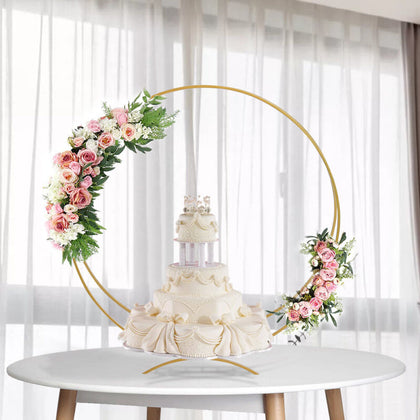 Wedding Circle Arch Backdrop Round Metal Cake Holder Stand Flower Balloons Rack