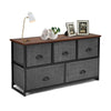 5-Drawer Dresser Storage Cabinet 2-Tier Fabric Chest of Drawers Removable Basket