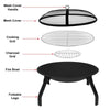 19.5" Cast Iron Outdoor Fire Pit and Bowl, Round Patio Outdoor Fire Pit for BBQ
