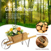 Wooden Wagon Planter Stand Garden Patio Wheelbarrow Flower Cart Decoration