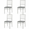 Glass Dining Table and 4 Chairs Set PU Leather Furniture Office Kitchen Modern