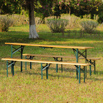 8 Seater Set Catering Camping Folding Trestle Table Benches Set Picnic BBQ Party