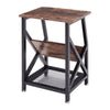 Sofa Side Table Rustic Industrial End Telephone Table 2 Tier Shelves Bookcase