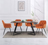 150cm Wooden Dining Table and 4 Velvet Chairs Set Padded Seat Home Kitchen Grey