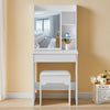 Wood Dressing Table Makeup Desk Adjustable Slide Mirror Stool Bedroom White
