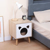 NICEME Wooden Bedside Table with Cat Cave Cat House Bedside Cabinet Nightstand