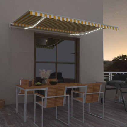 Manual Retractable Awning with 400x350 Yellow and White L5N8