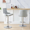 Set of 2 Modern Velvet Bar Stools Breakfast Home Kitchen Chair Bar Bistro Grey