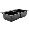 Large Stone Resin 2.0 Kitchen Sink with Waste Kit Inset Sinks 2 Deep Bowls Black