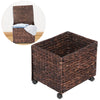Mobile Seagrass Basket Hamper Clothes Toys Blanket Closet Storage Box with Lid