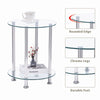 Pair of Round Clear Tempered Glass Sofa Side End Table Bedside Table w/ Storage
