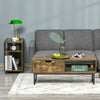 Coffee Table Wood Finish Metal Frame Sofa Table with Drawer & Shelf Brown