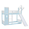 Kids Bunk Beds Frame High Sleeper 3ft Single Castle Treehouse Bed with Slide QN