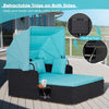 Outdoor Hand-Woven PE Wicker Daybed Sun Lounger Patio Loveseat Sofa Set w/Canopy