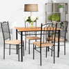 5PCS Dining Table & Chair Set Breakfast Bar Kitchen Furniture with Padded Seat